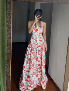 Fit &amp; Flare Tropical Beach Printed Maxi Dress