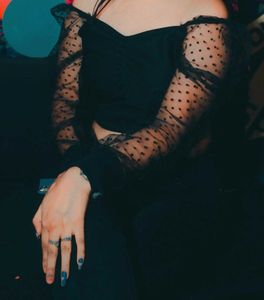 Polka Dot Mesh Sleeve Top