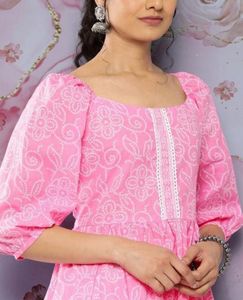 Libas Pink Floral Short Kurti Tunic