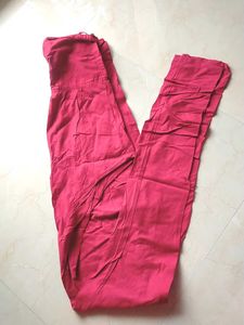 Red Pure Cotton Churidar Pants Size XL