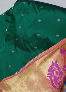 Pure Silk Green Paithani Traditional With Blouse