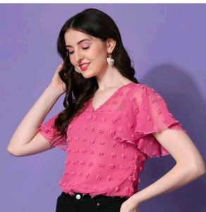 Pink Ruffle Sleeve Top