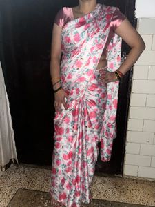 Satin saree with blouse