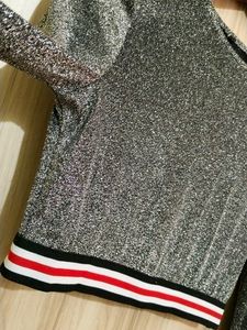Long Sleeve Crop Glitter Sequins T-shirt(Women&#39;s)