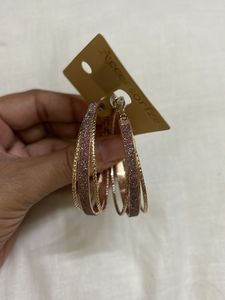 Pink Rose Gold Colour Bling Earrings