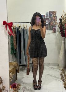 Cute Plaid Romper Checkered Dress
