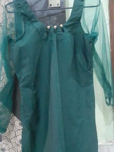 Emerald Green Sheer Sleeve Top