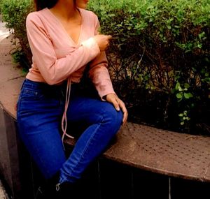 Set Of Two High Rise Jeans With Ribbed Top