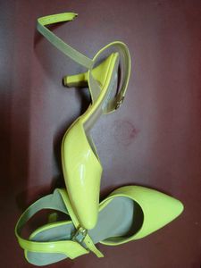 Yellow Kitten Heels with buckles