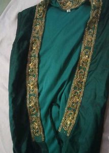Emerald Green &amp; Gold Dress +Top Combo