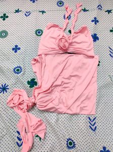 Bandeau Tube Top Hight Split Skirt Set