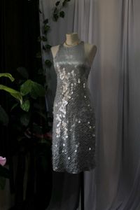Mango Luxe Sparkling Silver Sequin Dress