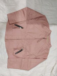Pink Faux Leather Moto Jacket