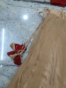 Red And Cream Crop Top .