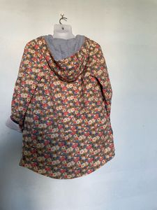 Floral Print Open Front Coat