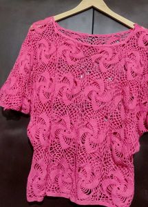 Pink Crochet Knit Top For 38 Bust