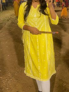 Beautiful Yellow Cotton Kurti 💛