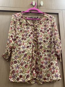 Floral Print Fig M size Top