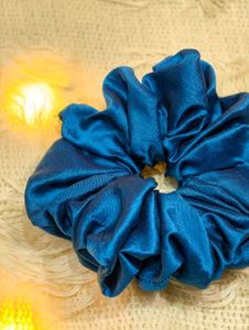 Blue Satin Scrunchie