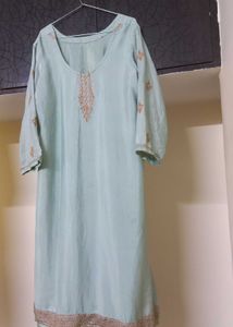 Elegant Mint Embroidered Kurti