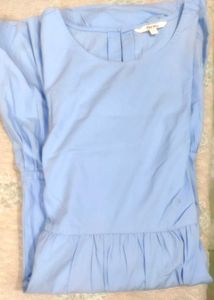 Blue Embroidered Sleeve Dress