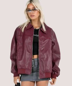 Burgundy Leather Over Size luxury Jacket