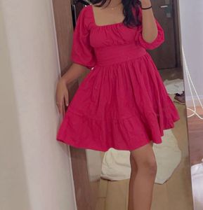 Pink Open Back Mini Dress