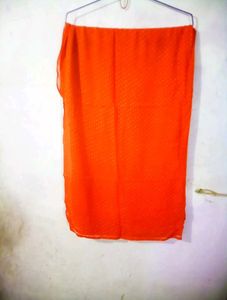 Red Chiffon Dupatta With White Dot