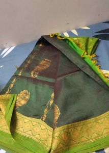 Elegant Green & Gold Saree