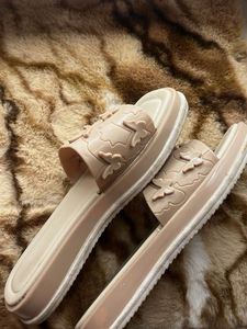 Cute Beige Butterfly Slides