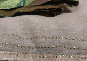 Peach Saree with Striped Blouse