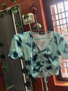 SHEIN Tie-Dye Drawstring Top