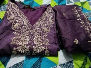 Elegant Purple Embroidered Kurta , All Size Availa