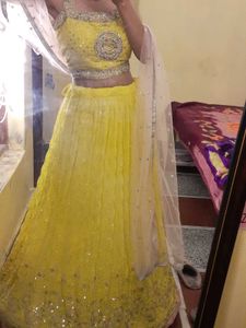 Beautiful Lime Yellow Lehenga Choli Set