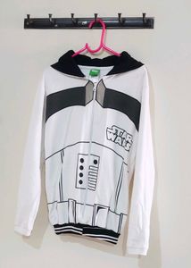 White Zipper Hoodie For Women