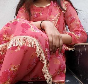 Floral Anarkali Suit with Dupatta🧡