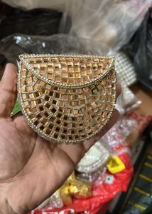 Embellished Clutch Gold With Sling