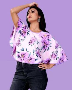 Floral Print Cape Top