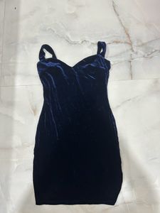 Urbanic Blue Velvet Bodycon Dress