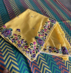 Elegant Yellow Embroidered Saree