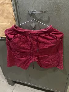 Maroon Hosiery Material Shorts