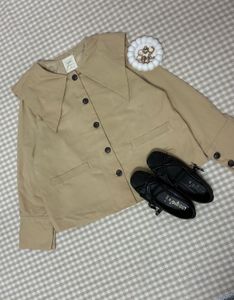 Beige Jacket with Wide Collar