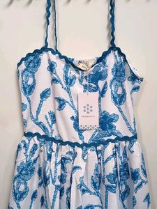 White and blue Floral Sundress