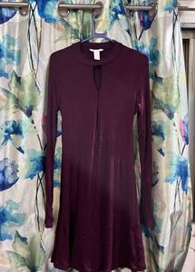 Burgundy Long Sleeve Dress
