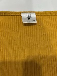 Ribbed Square Neck Top - Mustard Yellow