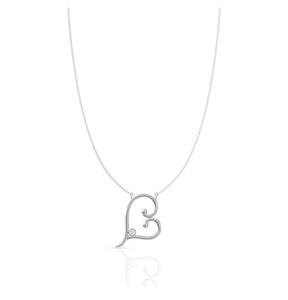 Real 925 Silver Gleaming Heart Necklace
