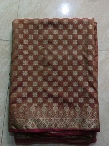 Brown Banarasi Silk Fabric