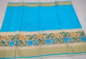 Elegant Blue Floral Saree💙🌷