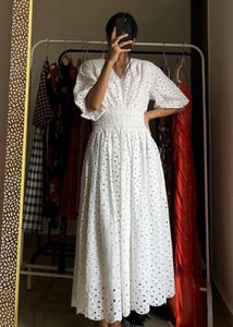 Cotton Broderie White Maxi Dress