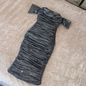 House of CB Carlotta Silver Grey Sparkle Glitter